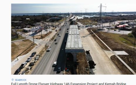 Full Length Drone Flyover Highway 146 Expansion Project and Kemah Bridge Construction in 4K